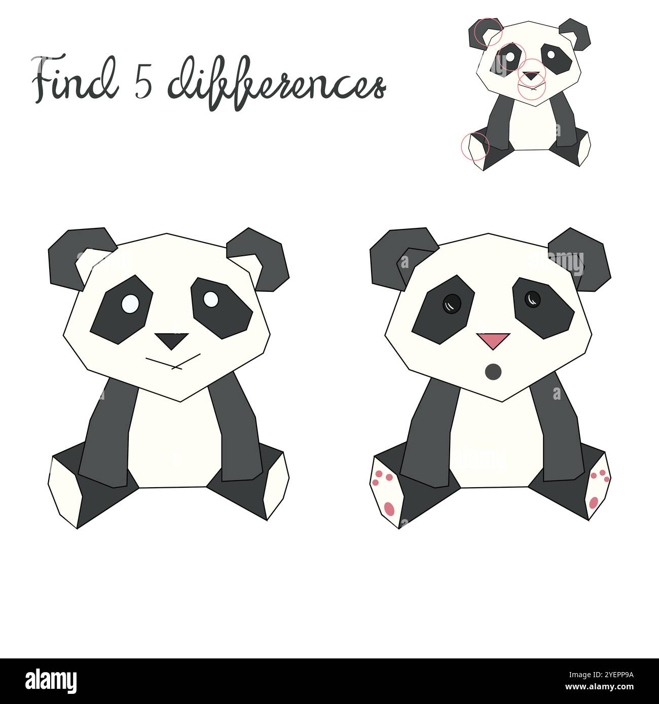 Find differences kids layout for game panda bear Stock Vector Image ...