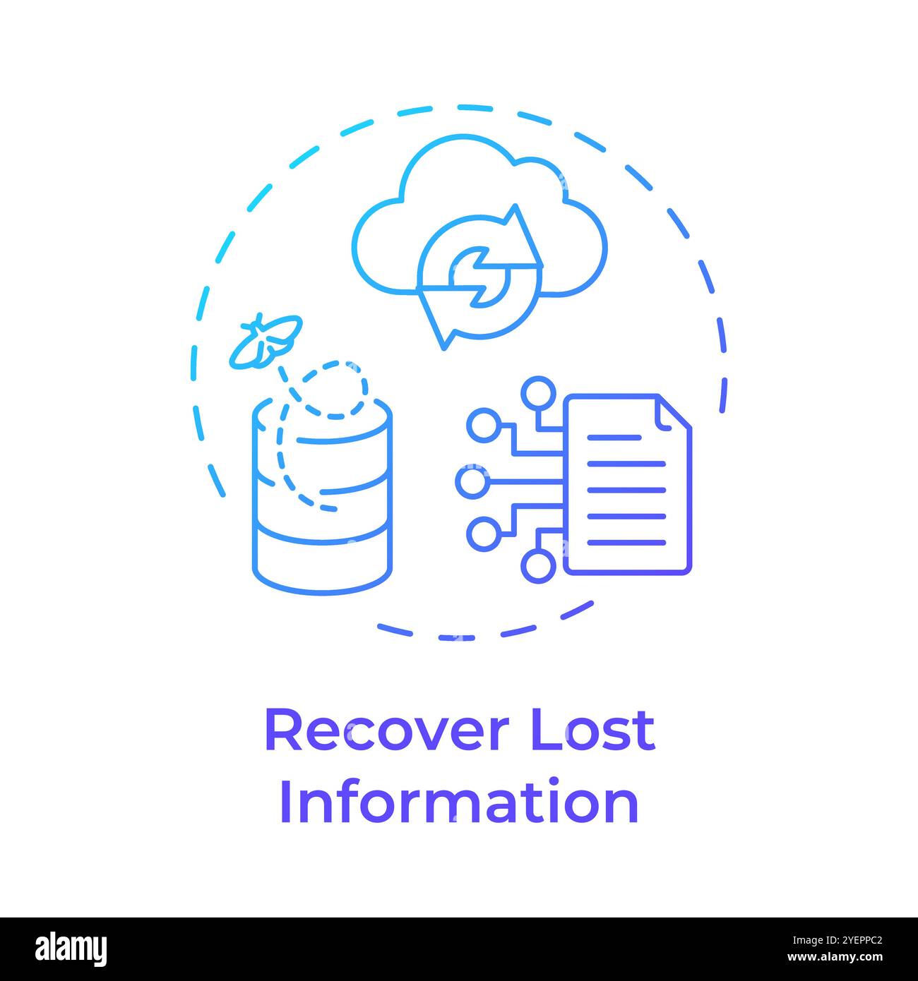 Recover lost information blue gradient concept icon Stock Vector