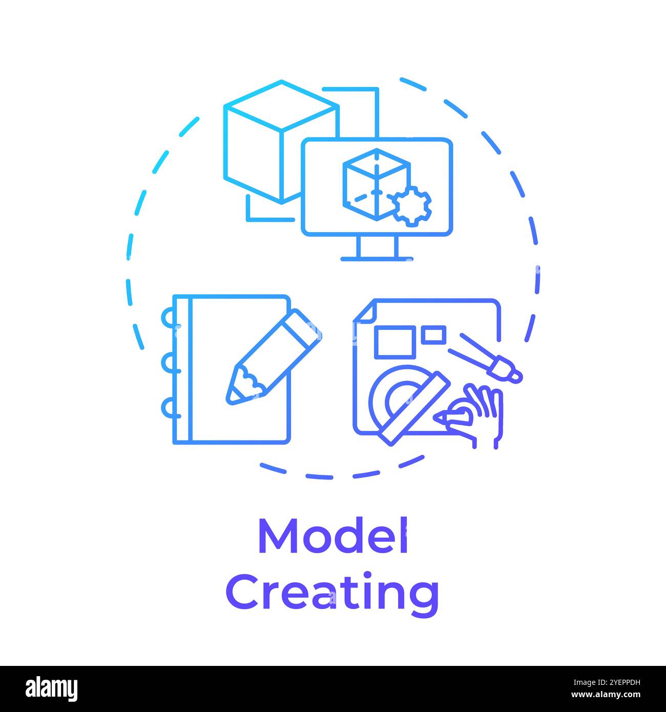 Model creating blue gradient concept icon Stock Vector Image & Art - Alamy