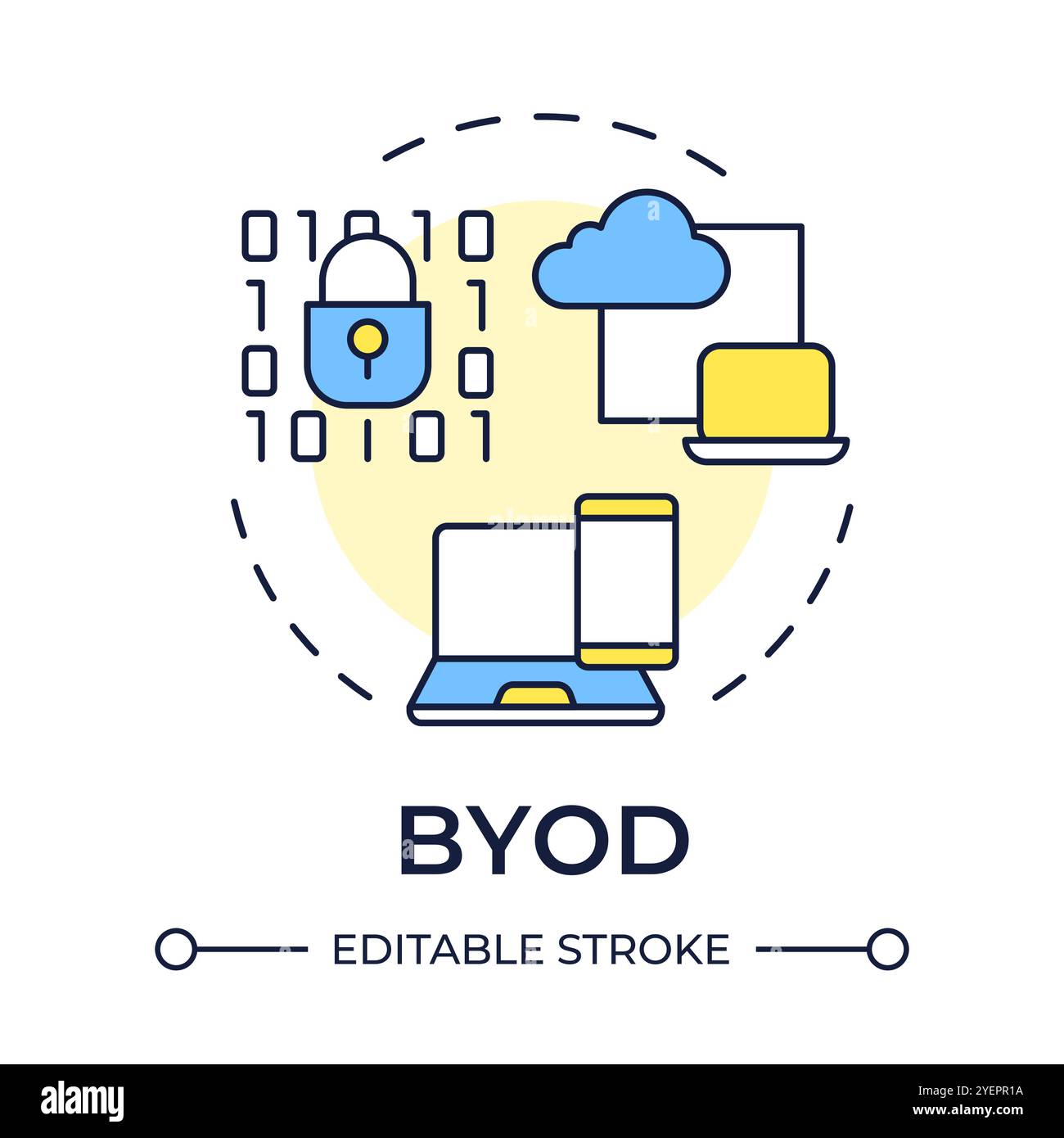 BYOD multi color concept icon Stock Vector