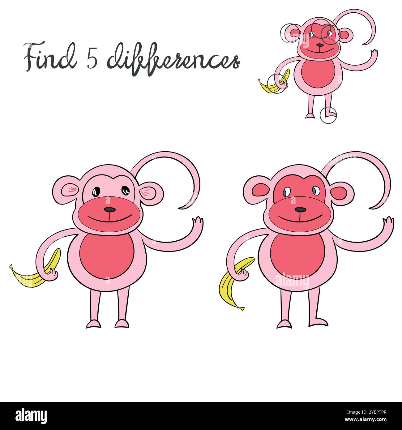 Find differences kids layout for game monkey Stock Vector Image & Art ...