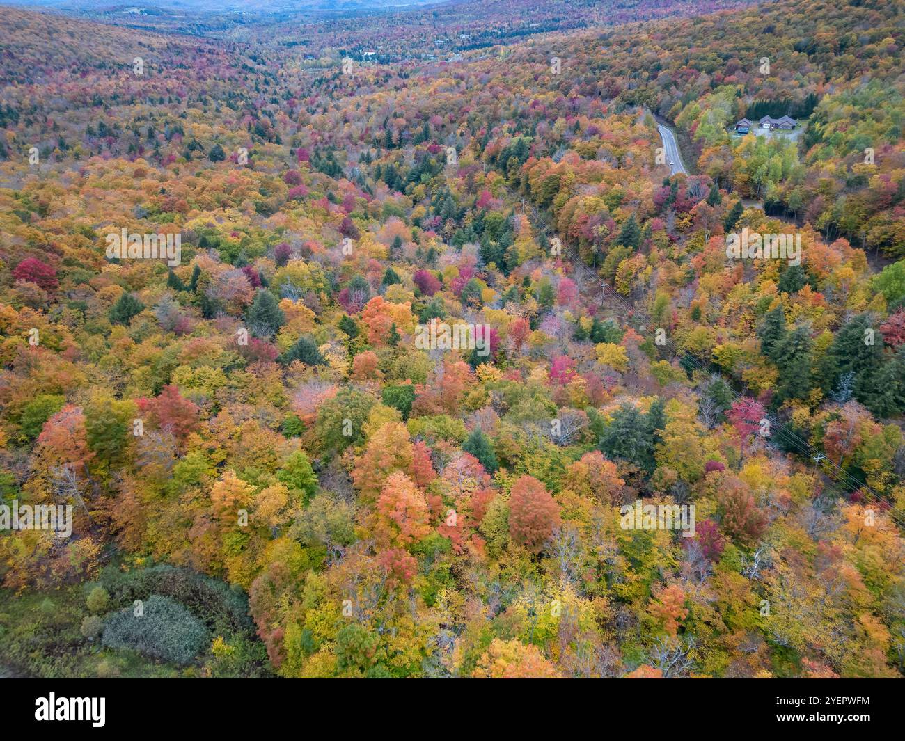 aerial view of the spectacular fall colours at smugglers notch vermont ...