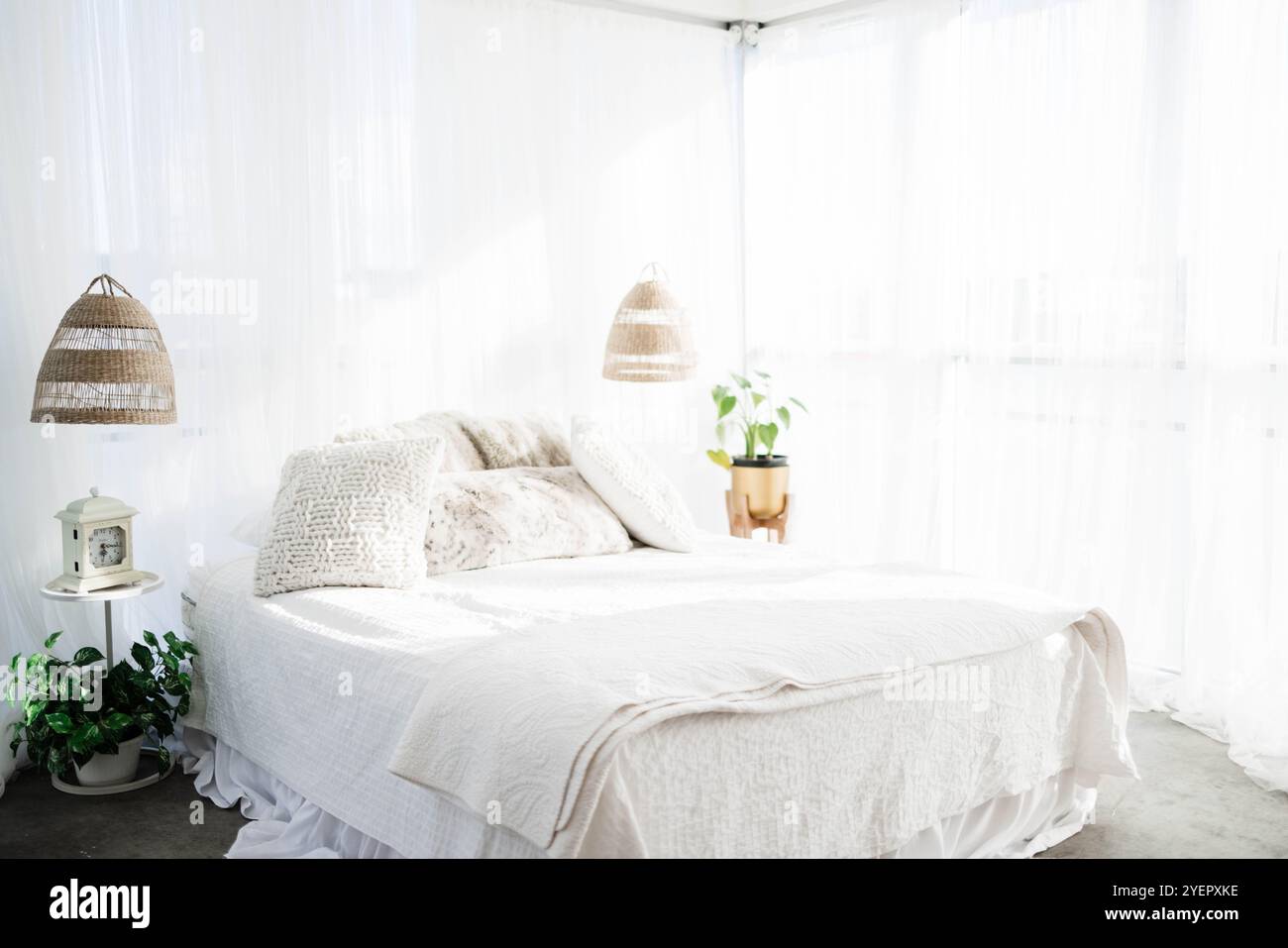 Bright & Airy Full Window Bedroom Stock Photo Alamy