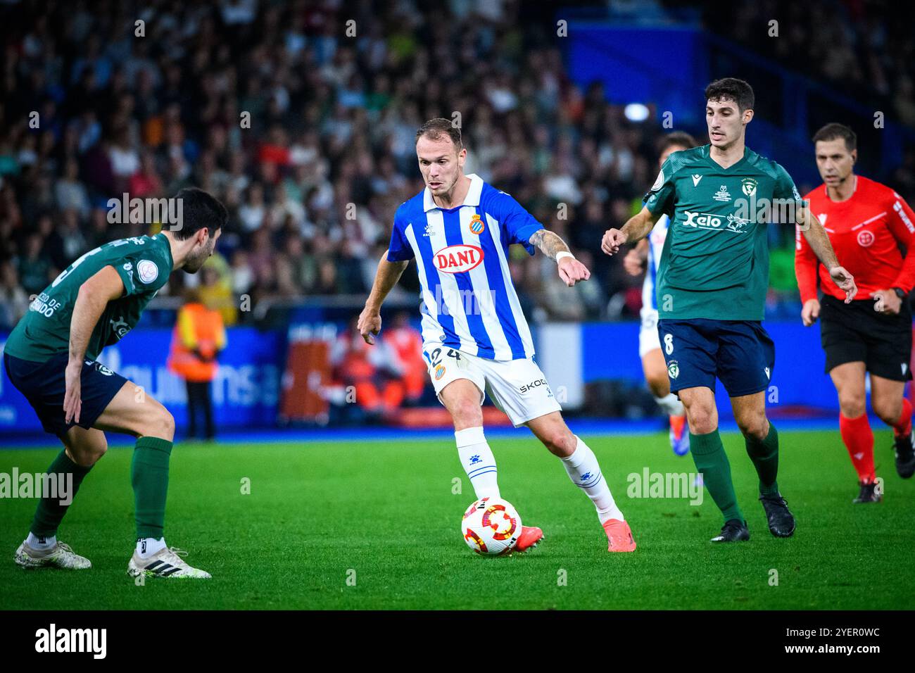 A Coruña, Spain. 31 October, 2024. Copa del Rey. San Tirso vs Espanyol. Credit: Ismael Mijan/Alamy Live News Stock Photo