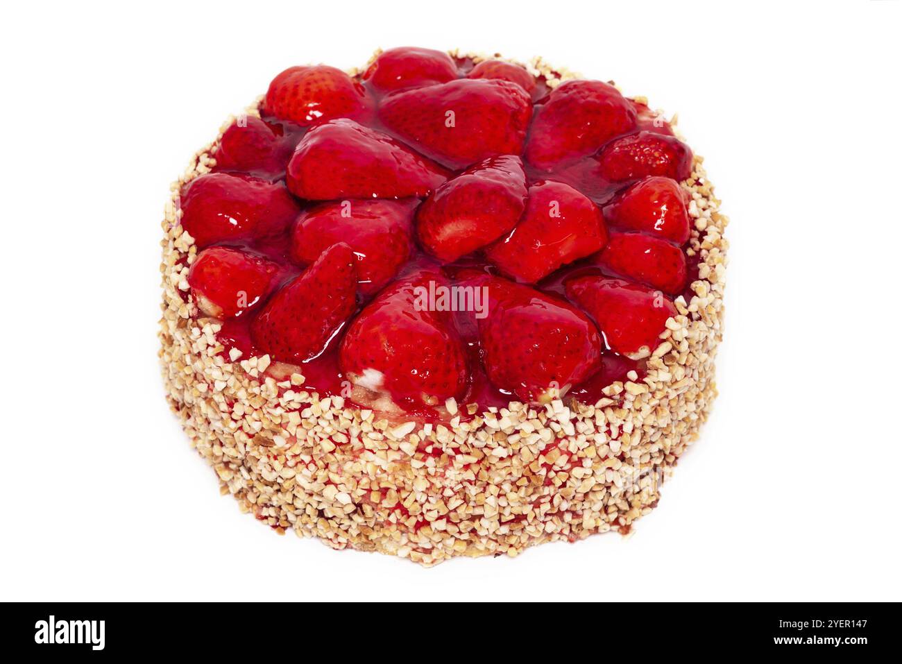 Delicious strawberry cake isolated on white background Stock Photo - Alamy