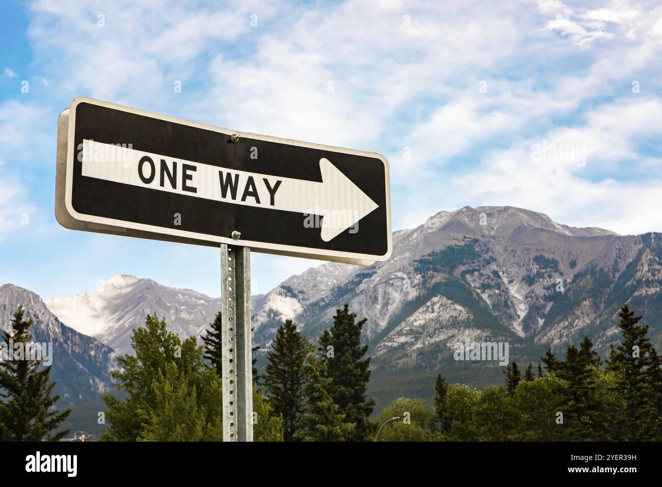 White and black one way sign hi-res stock photography and images - Alamy