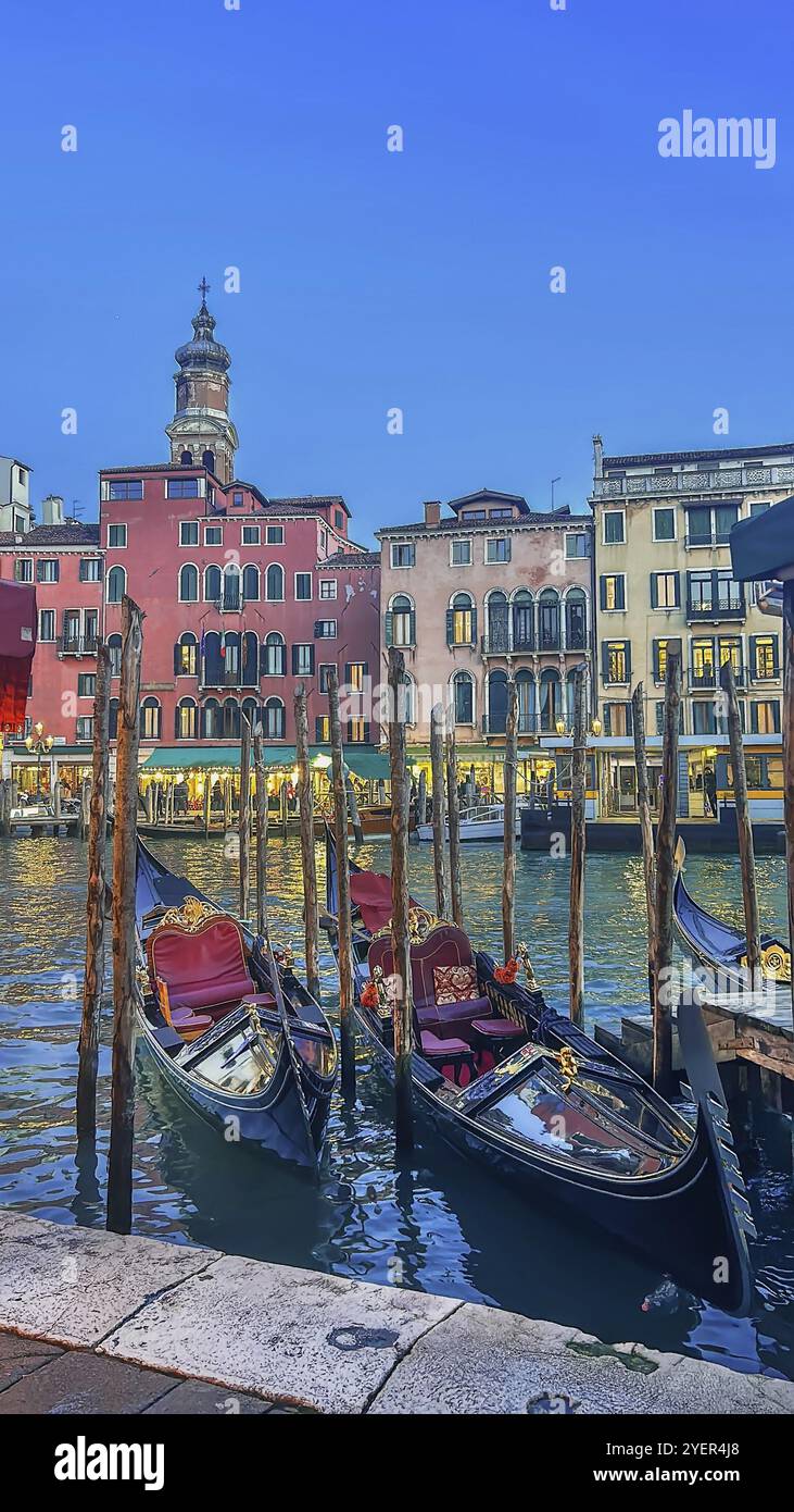 Historical houses on Grand Canal, Venice, Italy, Europe Stock Photo