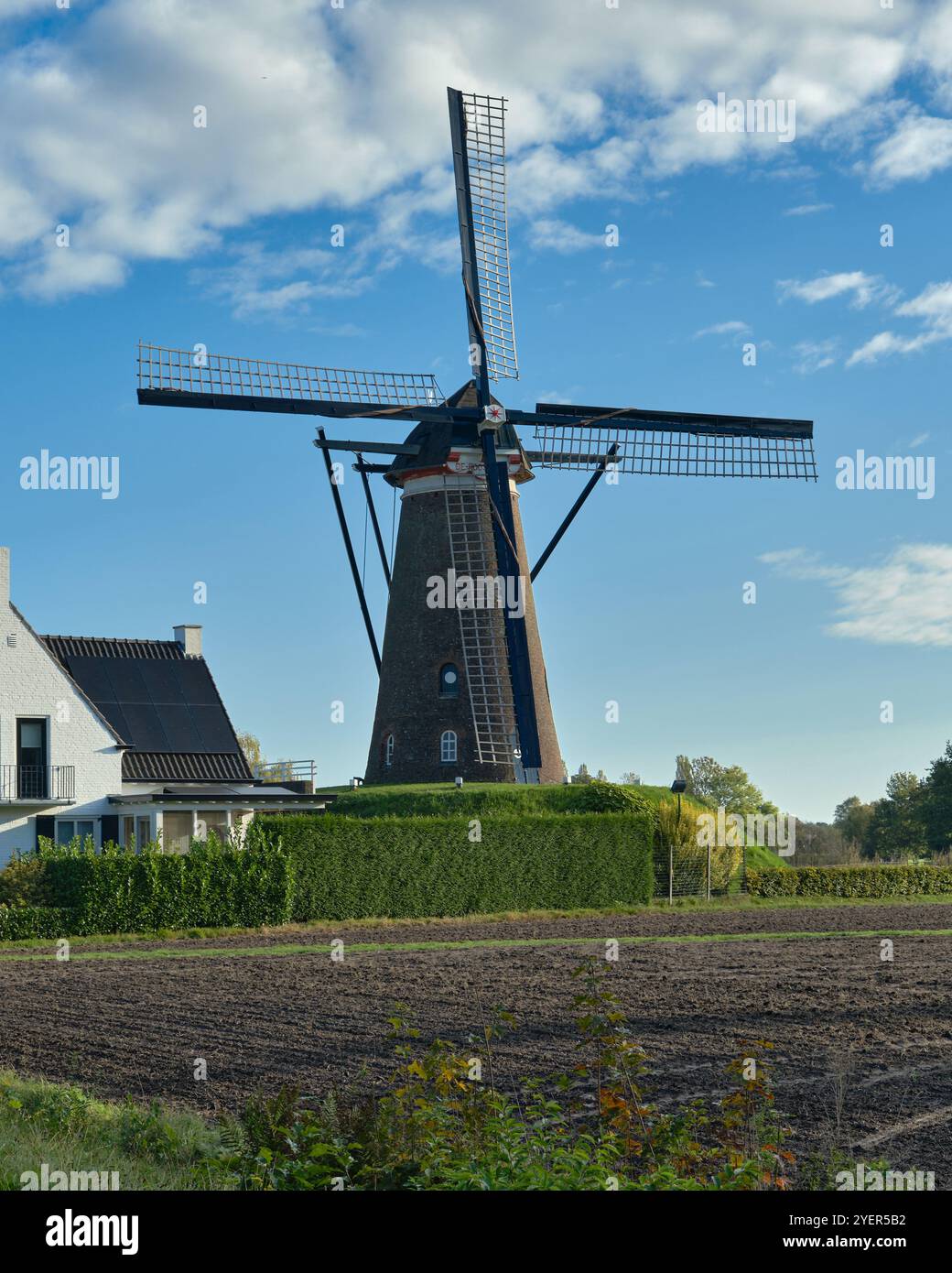 A portrait view of the historic windmill de Roosdonck in Nuenen Stock Photo
