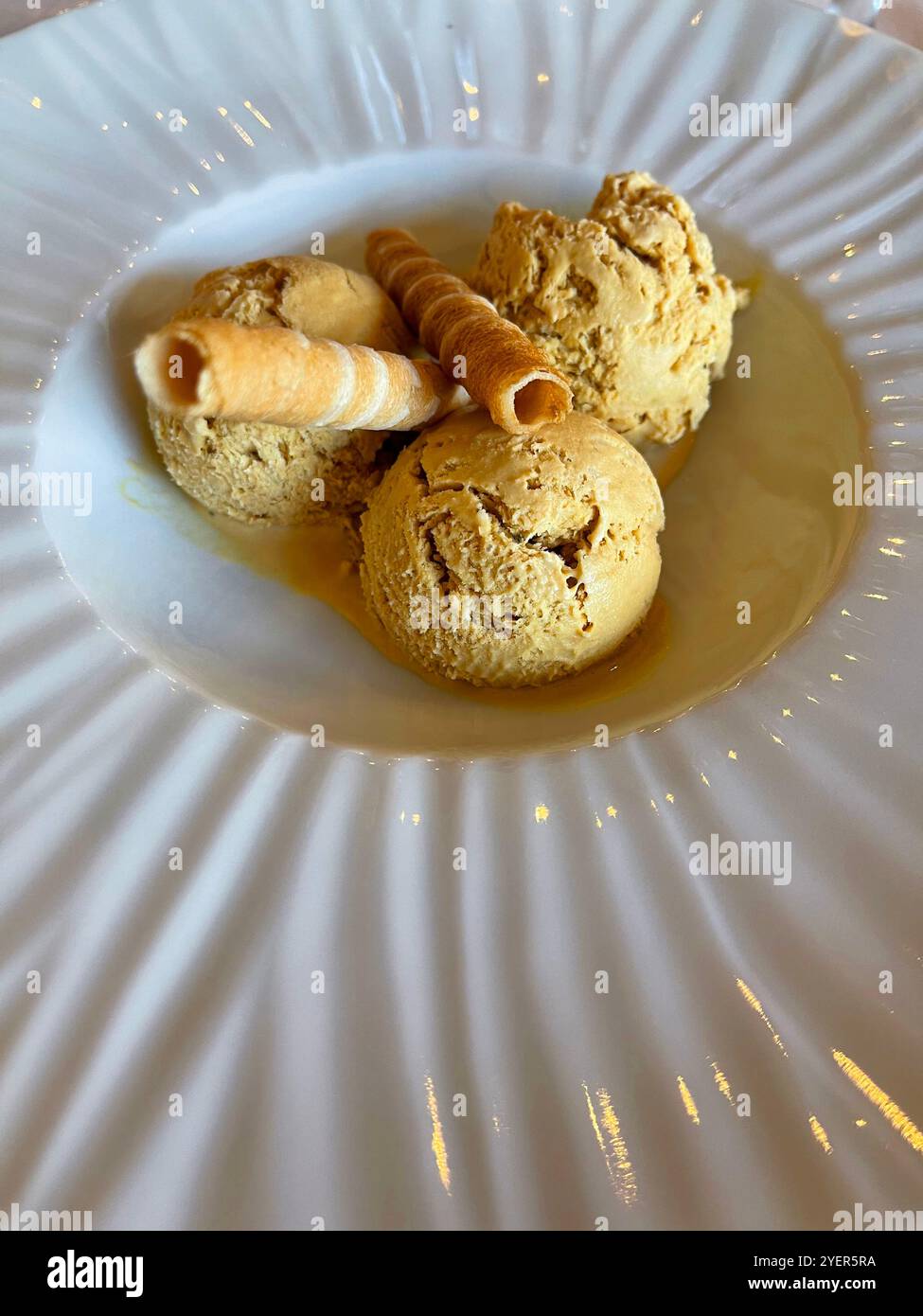 Three balls of turron ice cream. Spain. - Smartphone Captured Stock Image
