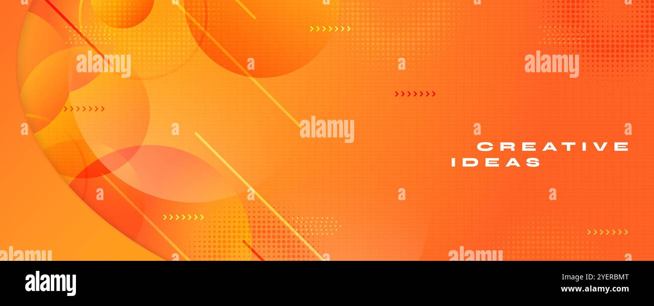 Abstract Orange Gradient Background with Geometric and Circular ...