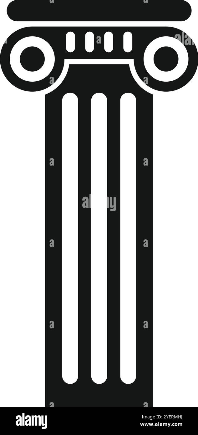 Simple black vector icon of a fluted column, symbolizing ancient greek ...