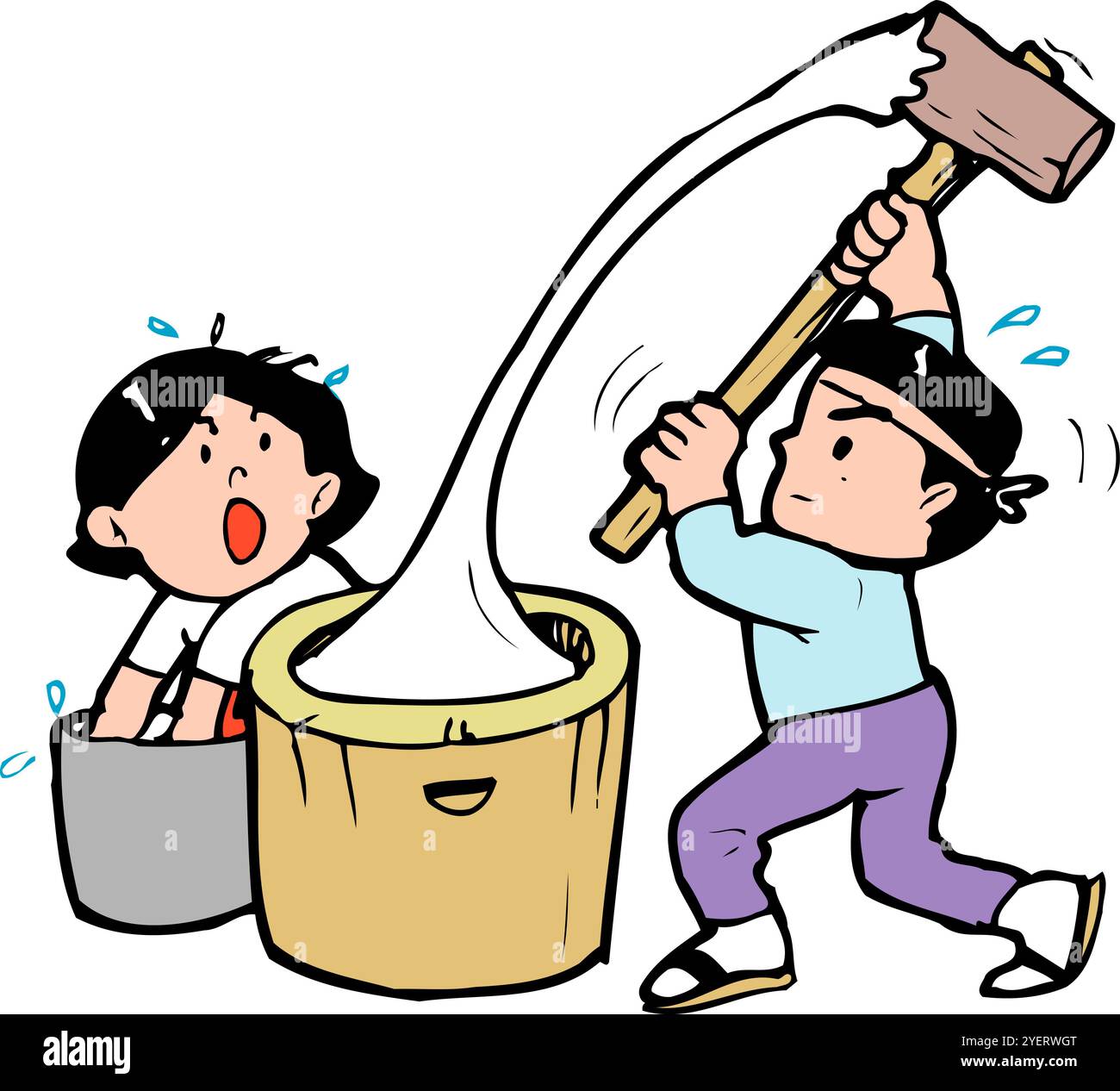 Rice pounding Cut Out Stock Images & Pictures - Alamy