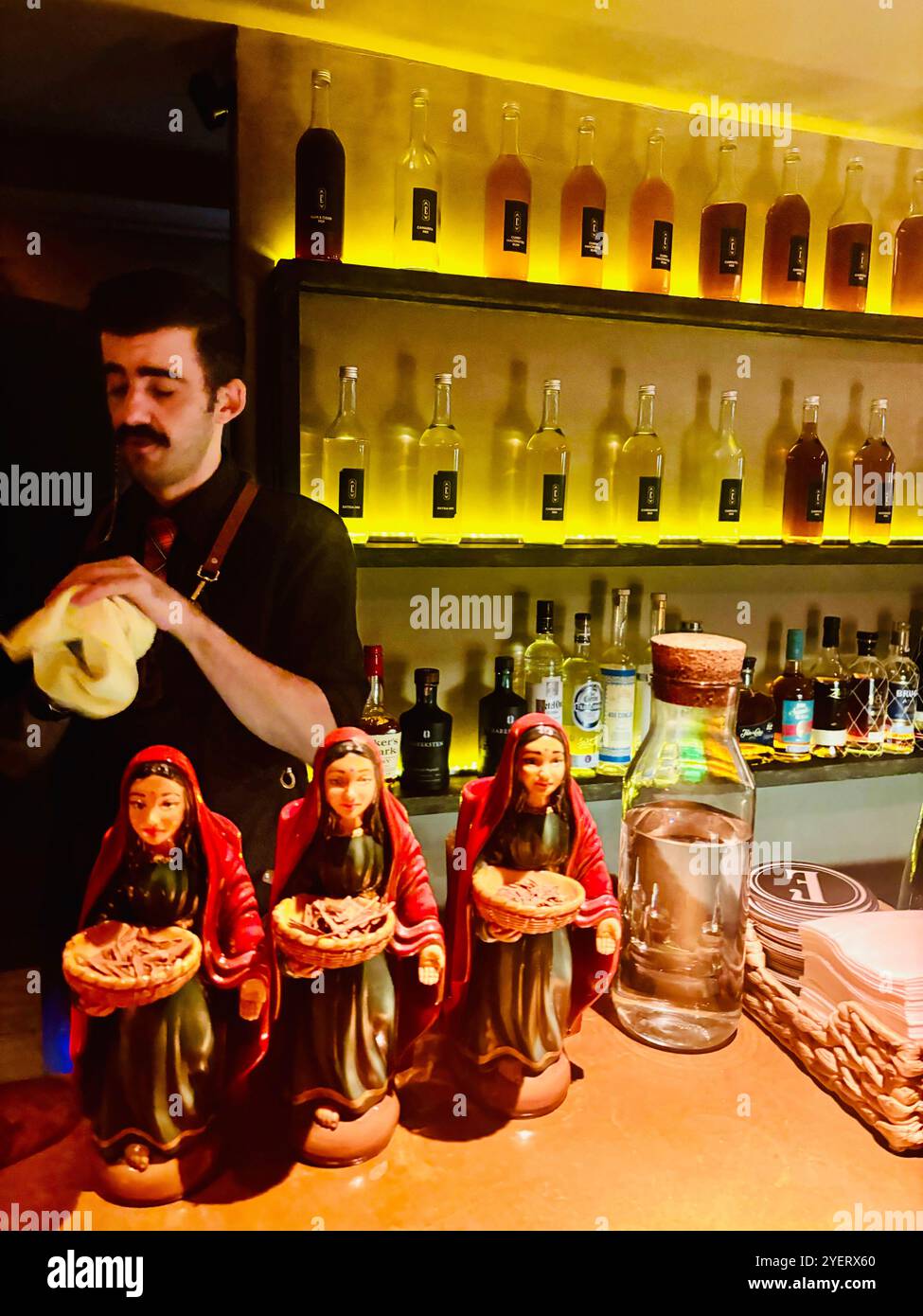 Cocktails at the Especiarium cocktail bar in Barcelona, Spain. - Smartphone Captured Stock Image