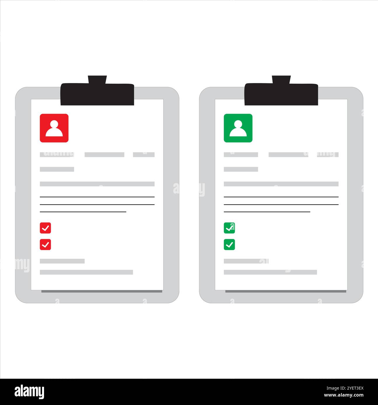 Clipboards with data sheets on a white background Stock Vector
