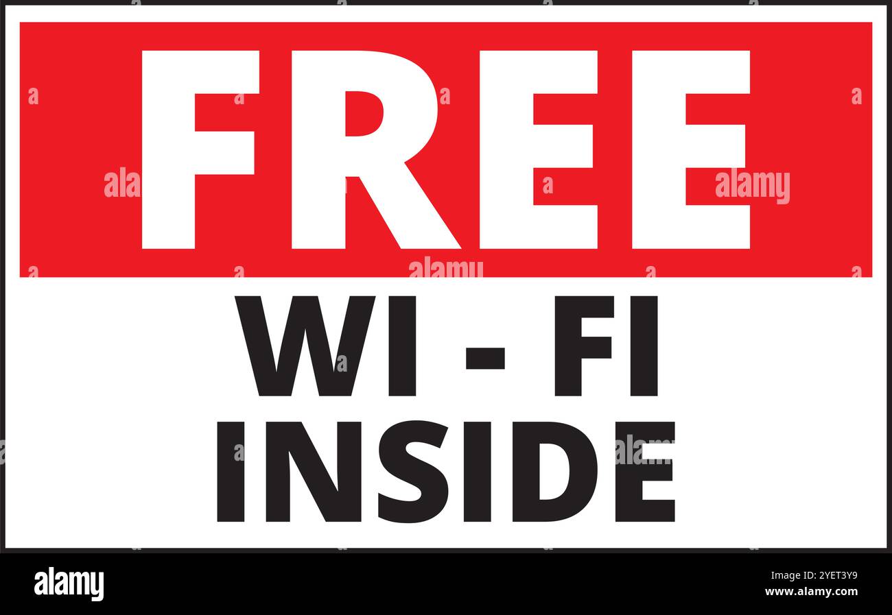 Free wi-fi inside sign on a white background Stock Vector