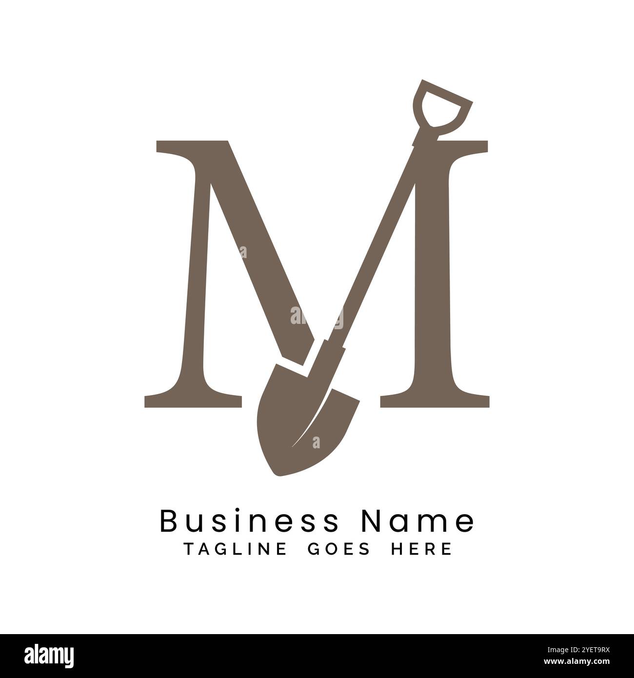 Letter M shovel logo design. Alphabet M construction icon Stock Vector ...