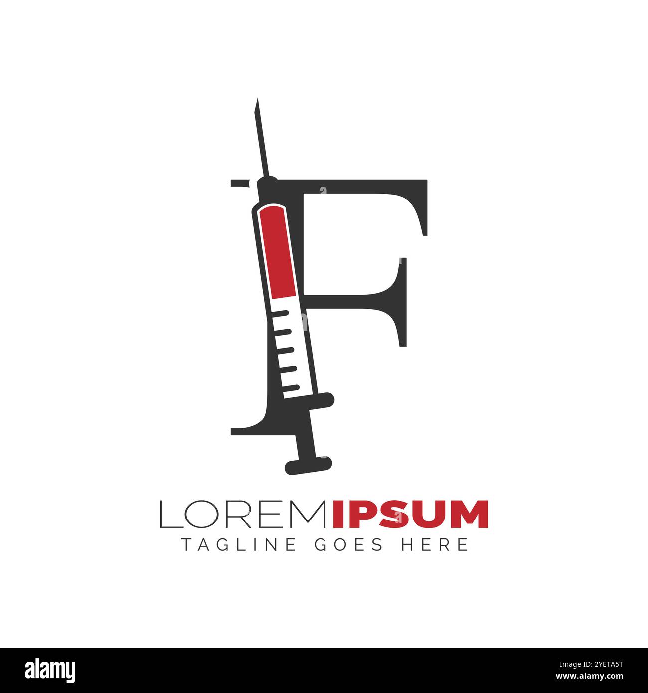 Letter F Injection Logo Design. Alphabet F Syringe icon illustration ...