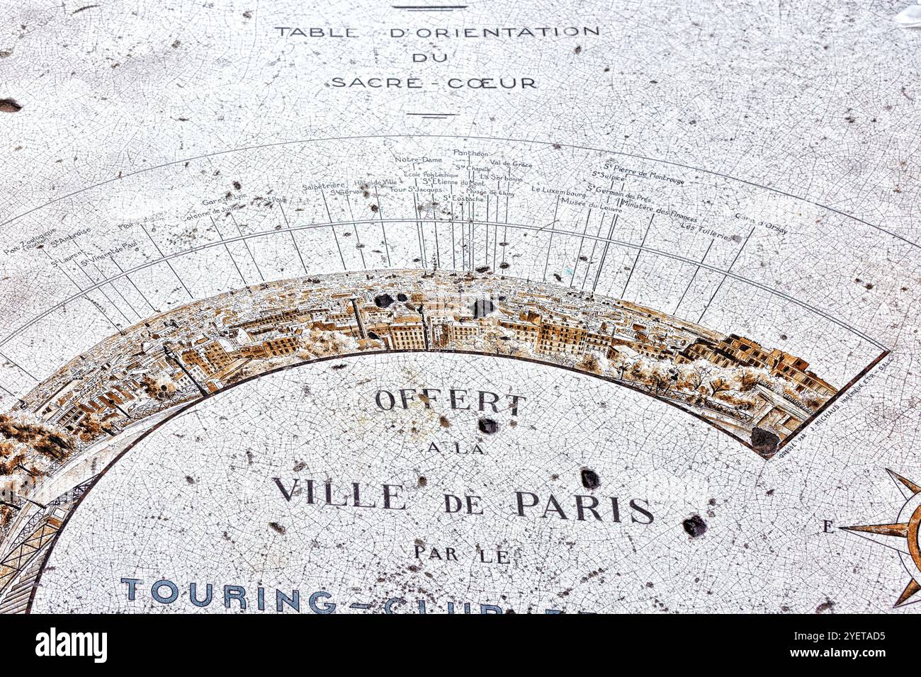 Map of Paris from the hill of Montmartre.Paris. France Stock Photo