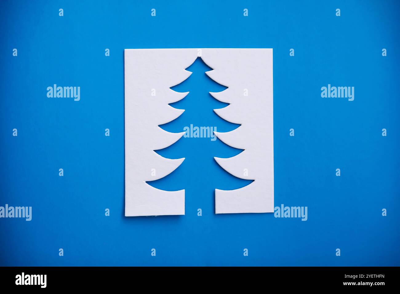 Christmas tree paper cutting design papercraft card. White, red and ...