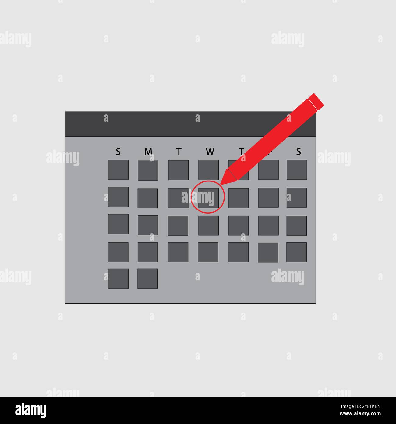 Calendar with marked day and red pencil Stock Vector Image Art Alamy Calendar with marked day and red pencil Stock Vector Image Art Alamy
