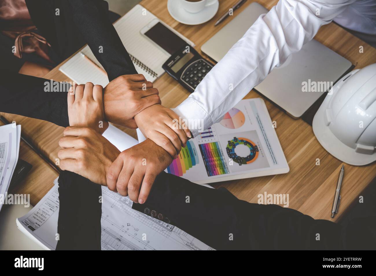 Teamwork Together Concept. Group of diversity people thumb up team ...