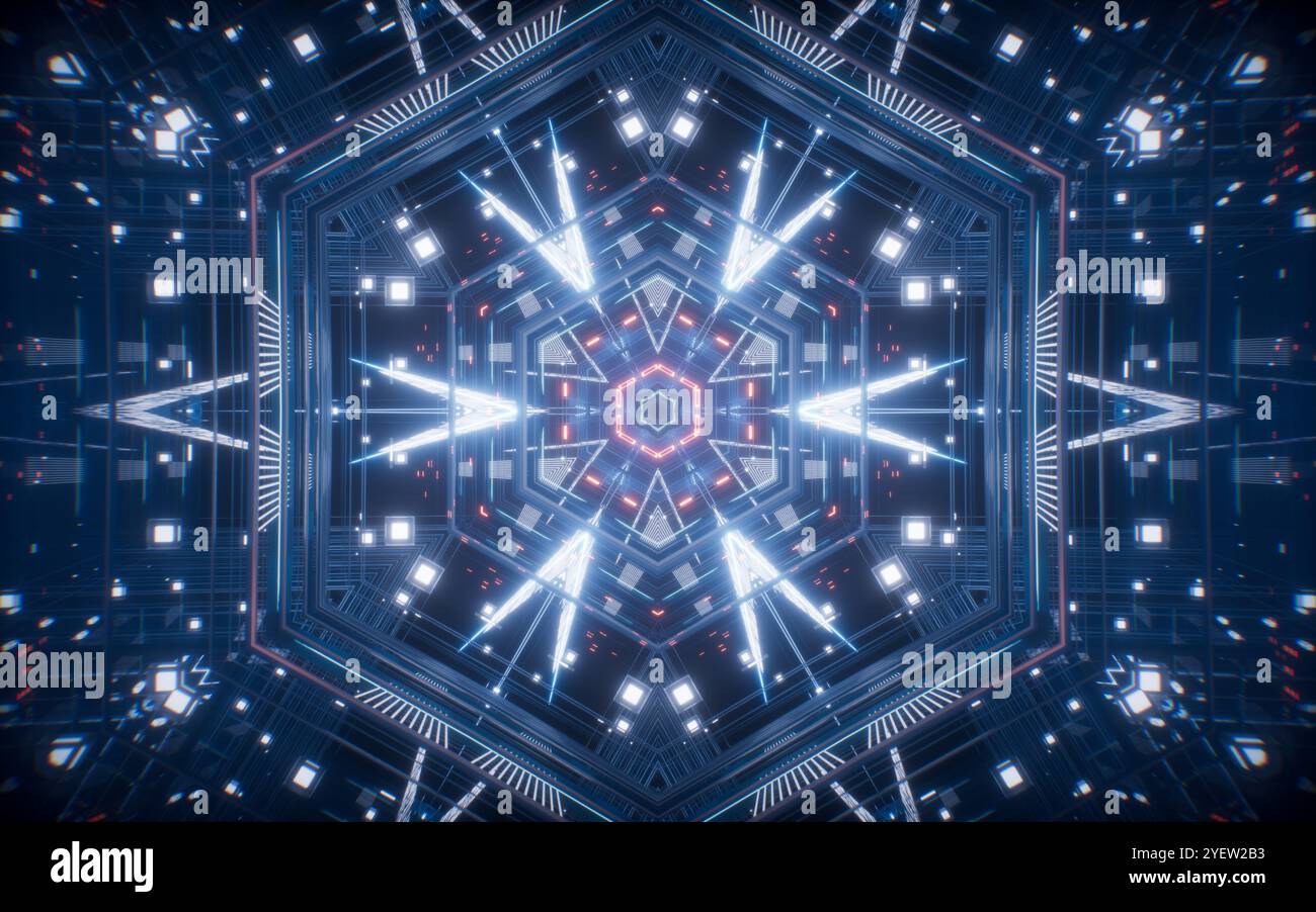 3d rendering hexagon tunnel hi-res stock photography and images - Alamy