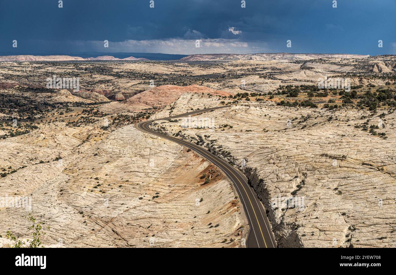 Panoramic view from Head of the Rocks Overlook along the UT-12 scenic byway in southern Utah Stock Photo