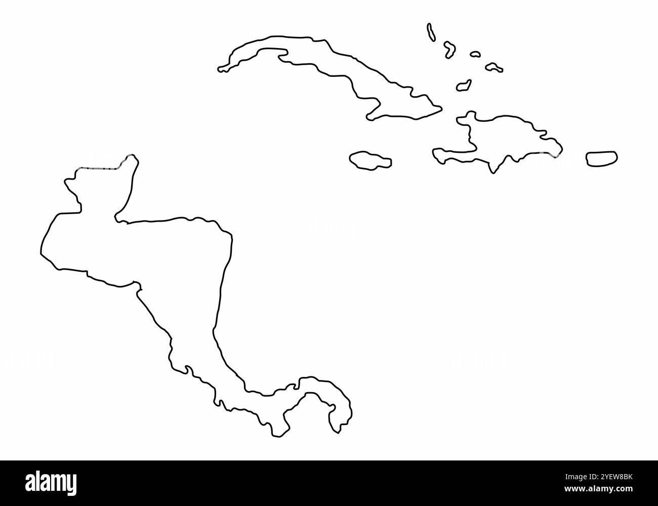 Central America outline map isolated on white background Stock Vector ...