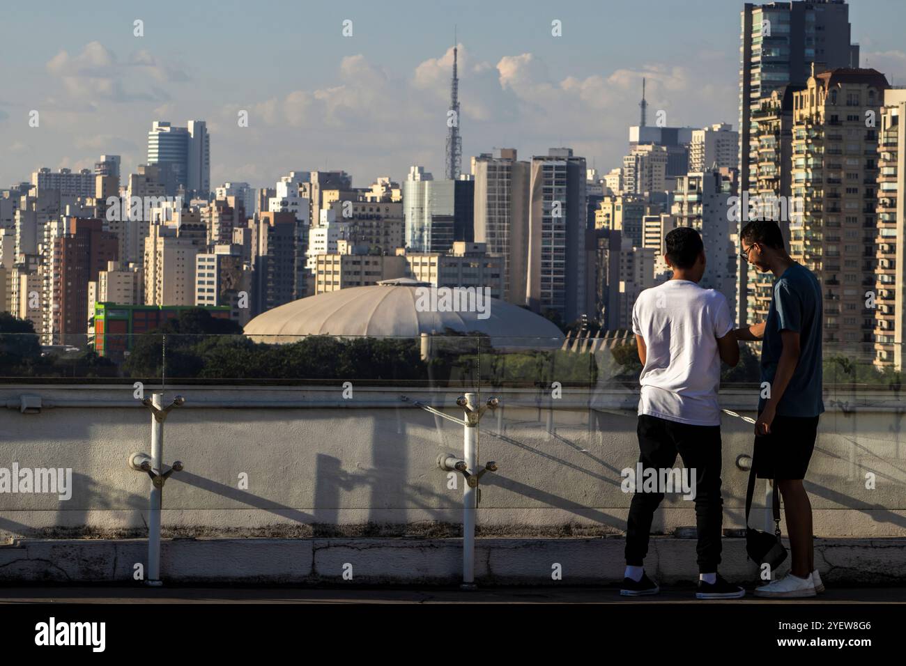 Sao Paulo, SP, Brazil, January 14, 2024. Tourists visit the rooftop ...