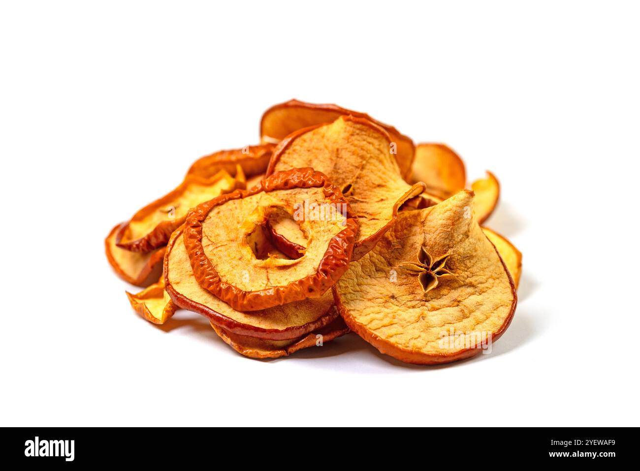 Dried apple rings against a white background Stock Photo