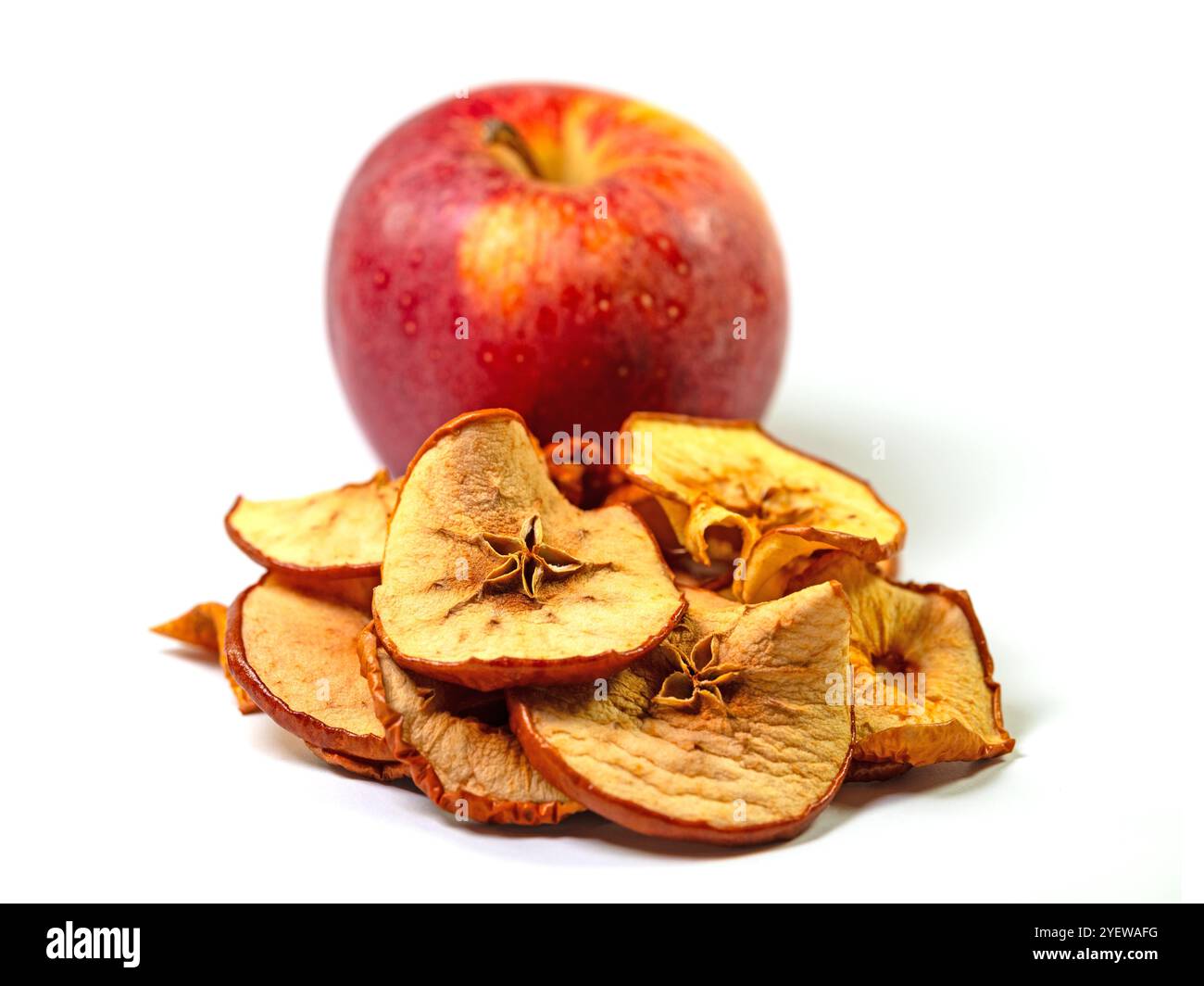 Dried apple rings against a white background Stock Photo