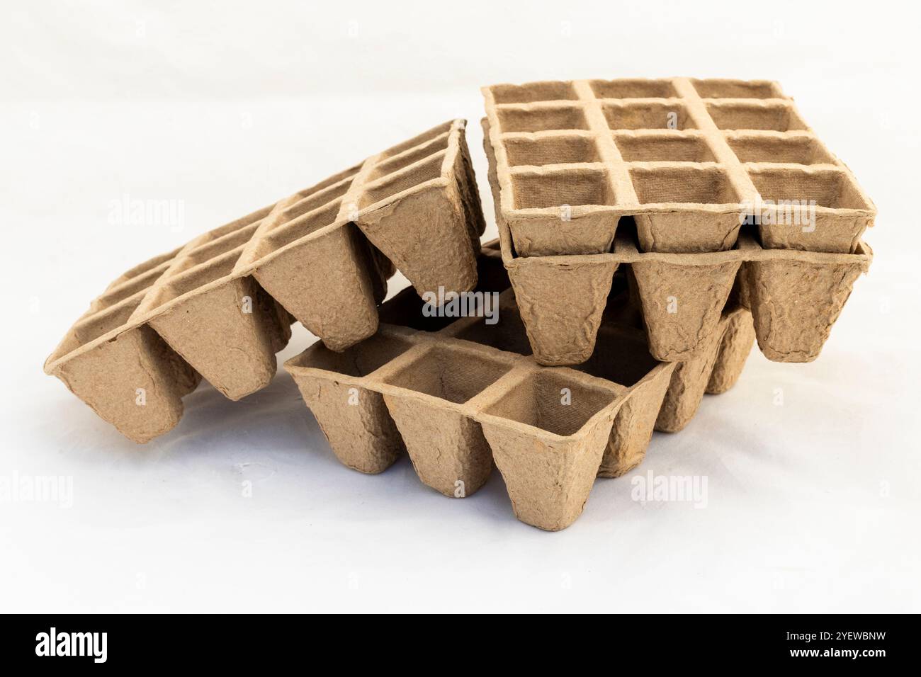 Stack of Biodegradable Seed Starter Trays for Gardening Stock Photo