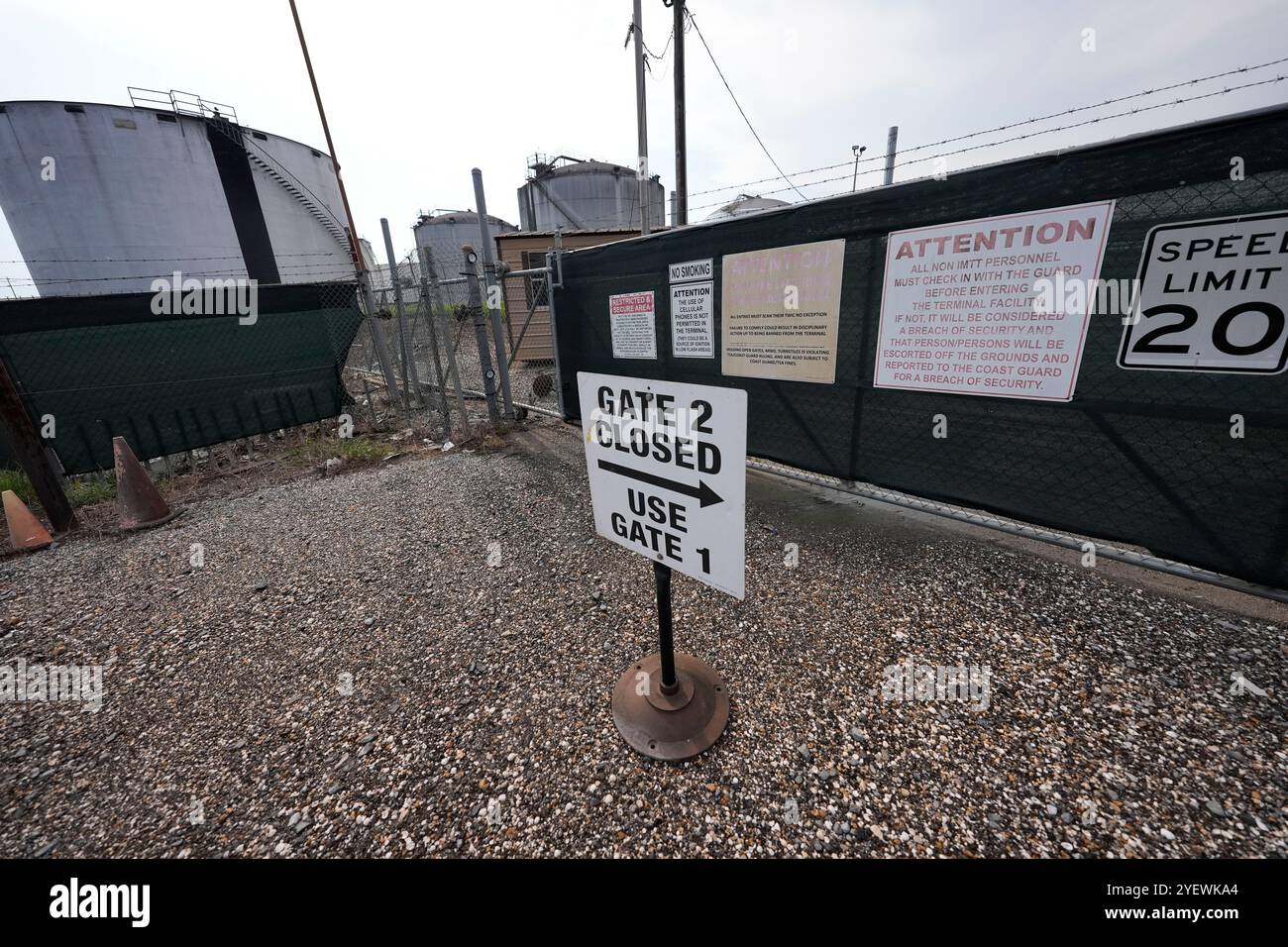 Signage is seen at the entrance of the IMTT facility in St. Rose, La ...