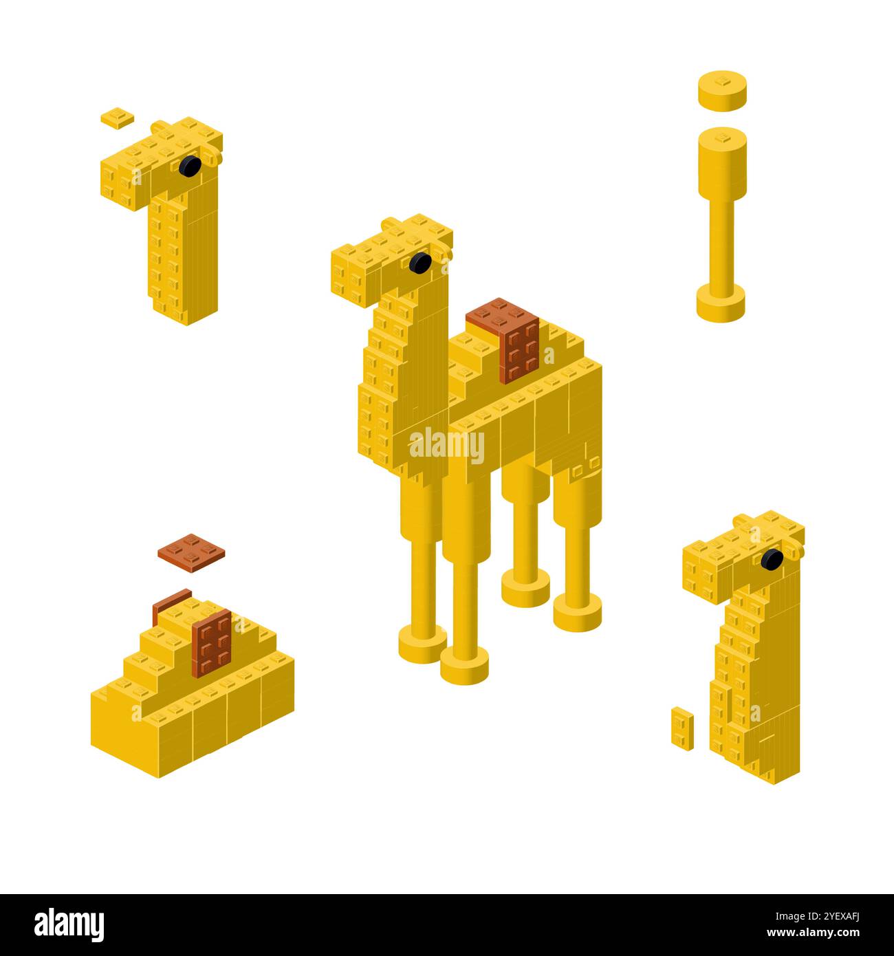 Concept with deconstruction camel from plastic blocks. Vector illustration Stock Vector