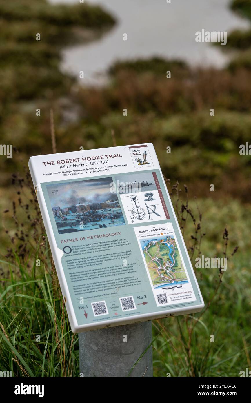 isle of wight tourism sign giving information about the Robert Hooke ...