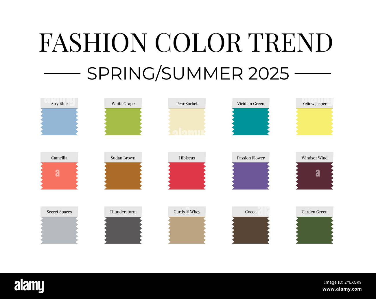 Fashion Color Trend Spring Summer 2025. Trendy colors palette guide