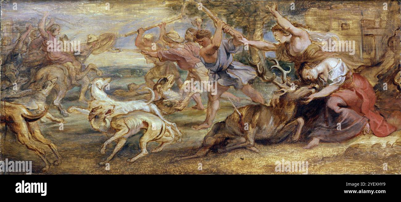 The Death of Silvia's Stag c. 1638 Peter Paul Rubens (Flemish (active Italy, Antwerp, and England), 1577–1640) The theme of this sketch (taken from Virgil's Aeneid Stock Photo