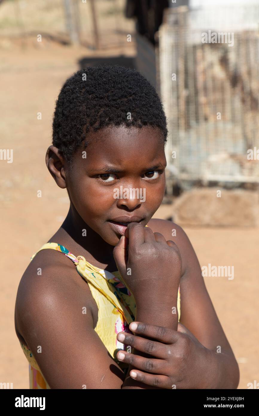 Village African Child Girl Expressive Face Dramatic Feelings 