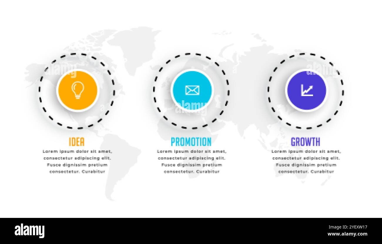 three steps circular infographic template design in modern style Stock ...