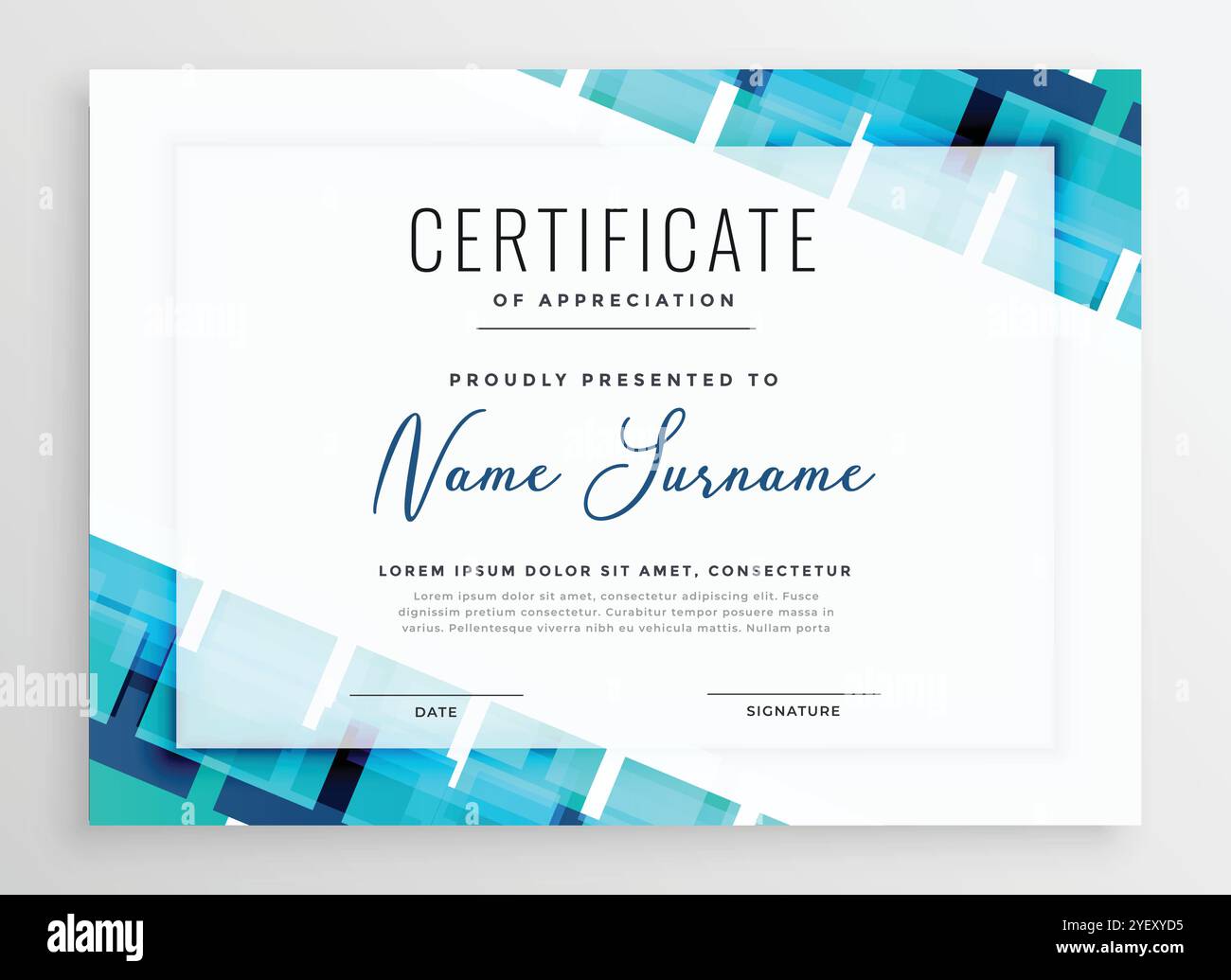 abstract blue certificate of appreciation template design Stock Vector ...