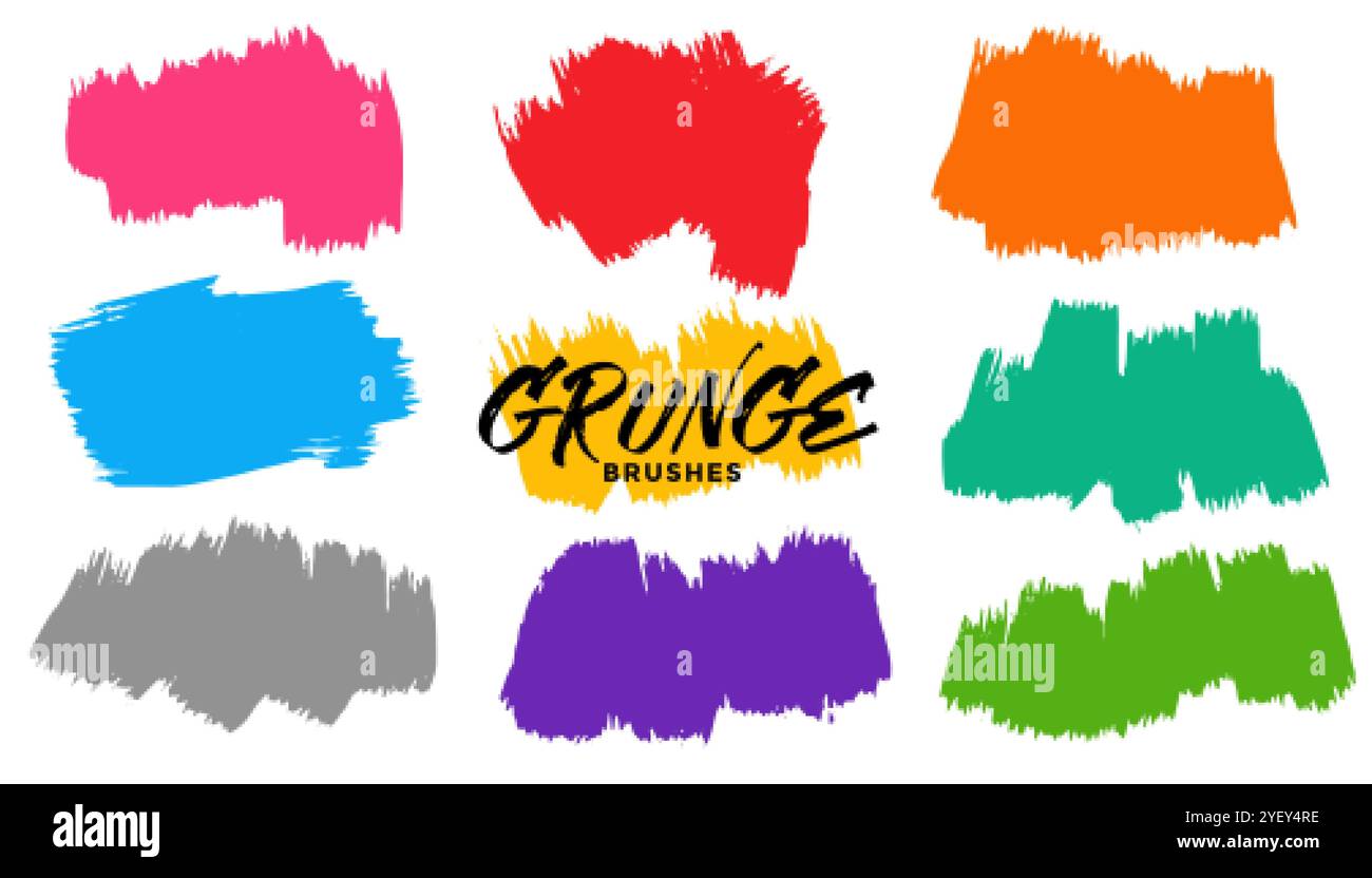 grunge brush stroke background set of nine Stock Vector Image & Art - Alamy