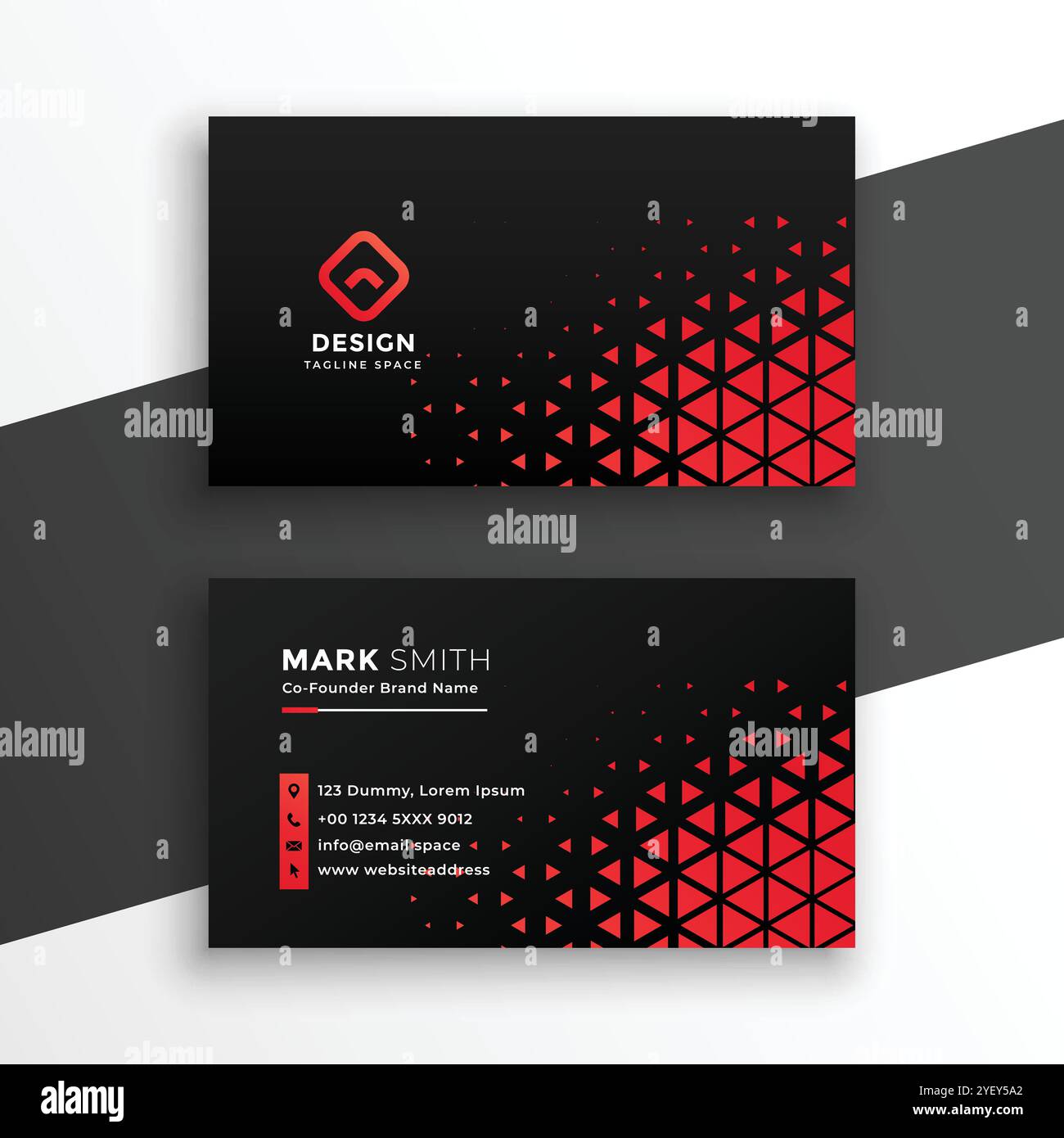 black business card with red triangle shapes design Stock Vector Image ...