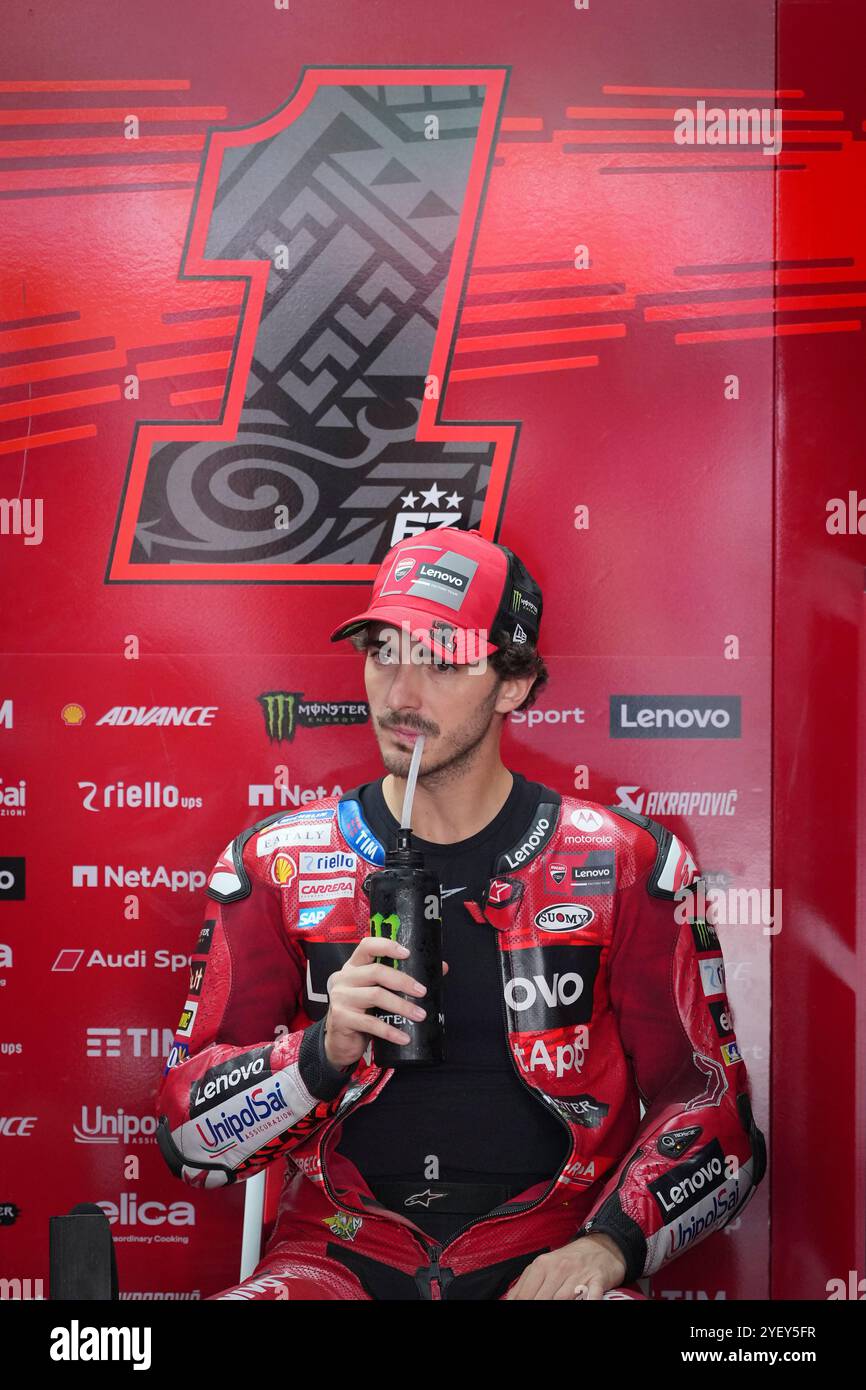 Italian rider Francesco Bagnaia of Ducati Lenovo Team looks on in the ...