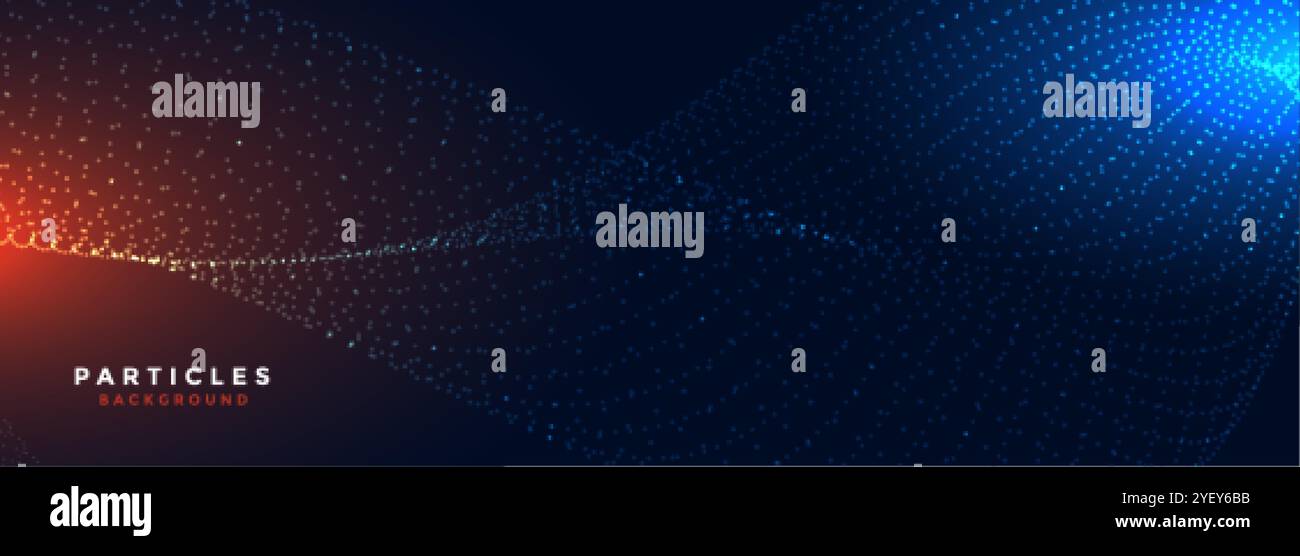 Particles Topic Banner glowing digital technology particles wide banner design Stock Vector ...