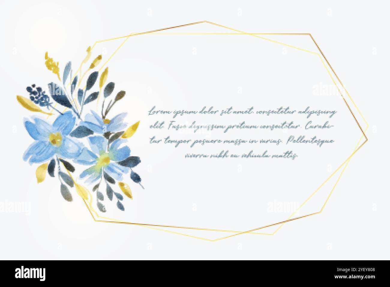 watercolor flower with golden frame and text space Stock Vector Image ...