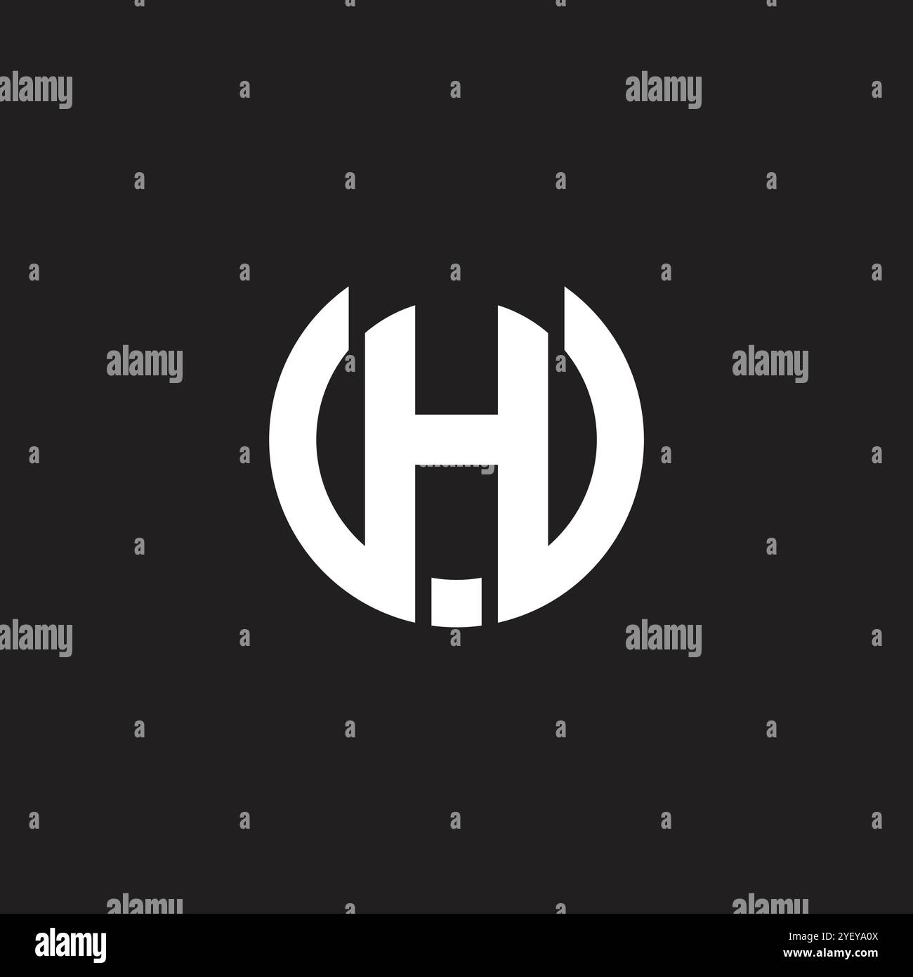 letter hu circle line geometric simple logo vector Stock Vector