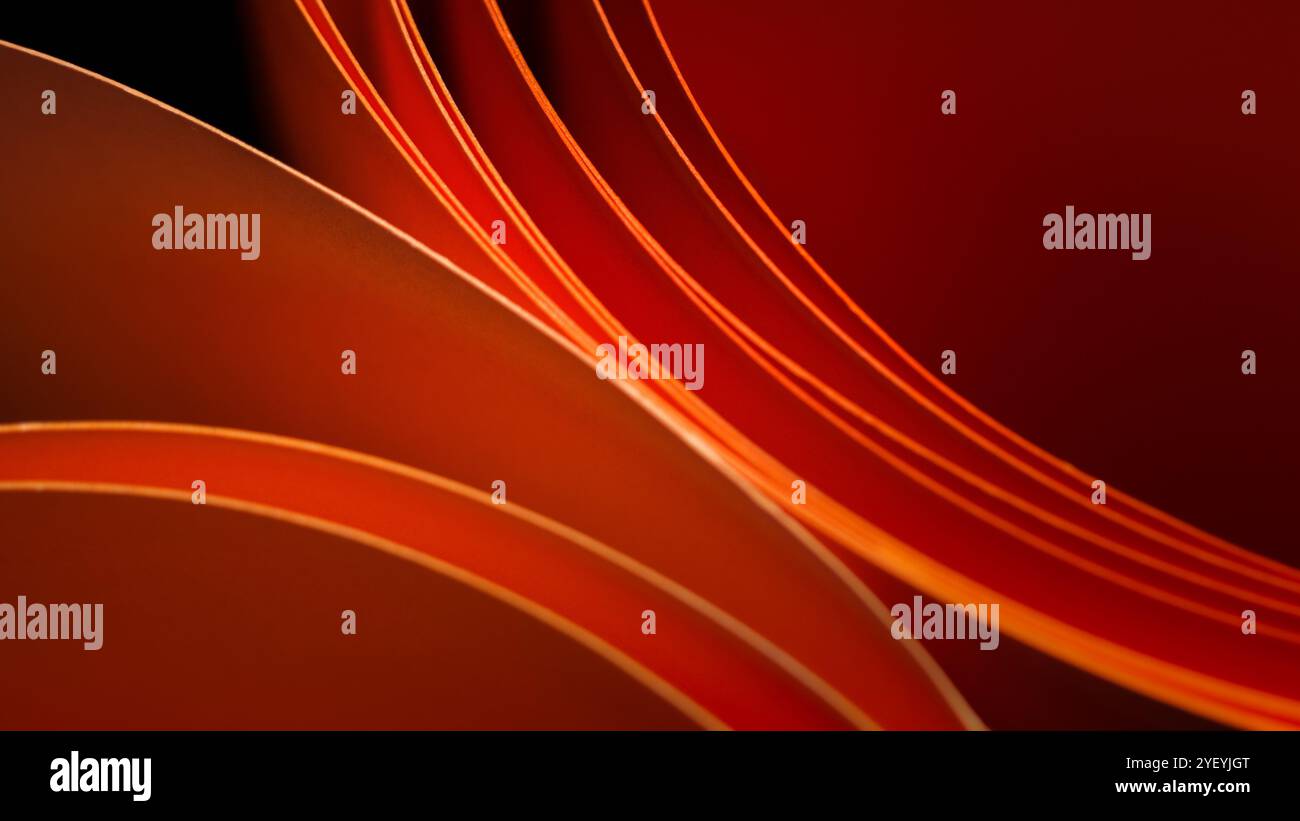 abstract background paper roll layers orange colour desktop wallpaper backdrop Stock Photo