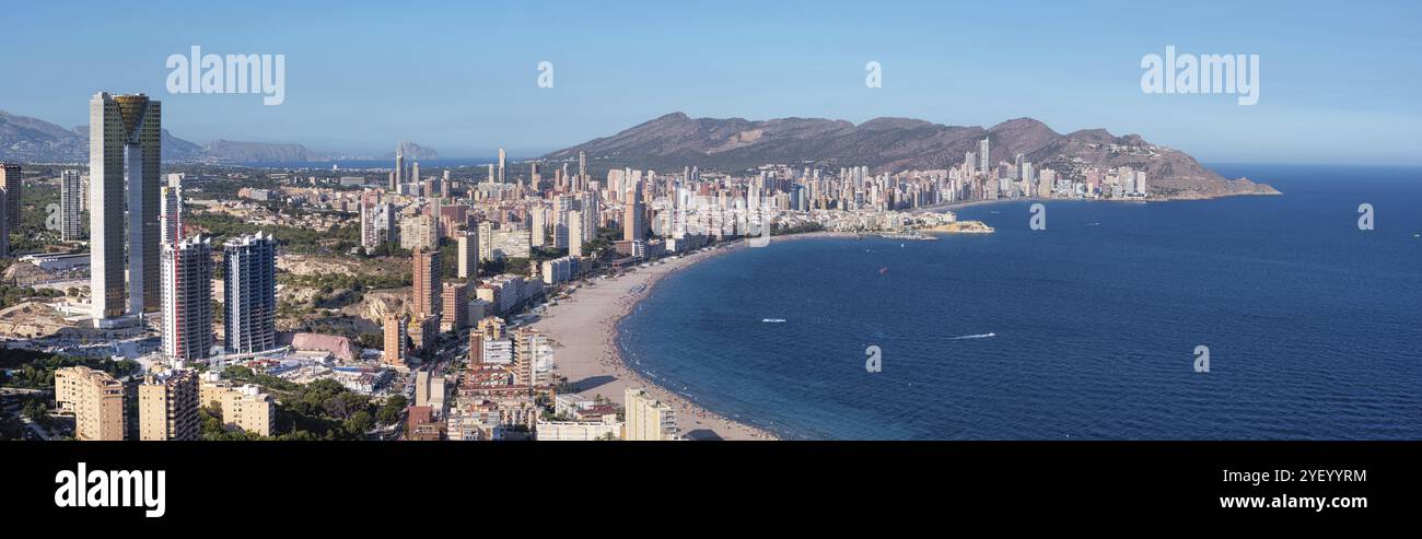 Skyline panorama of Benidorm city, Alicante province, Spain, Europe Stock Photo