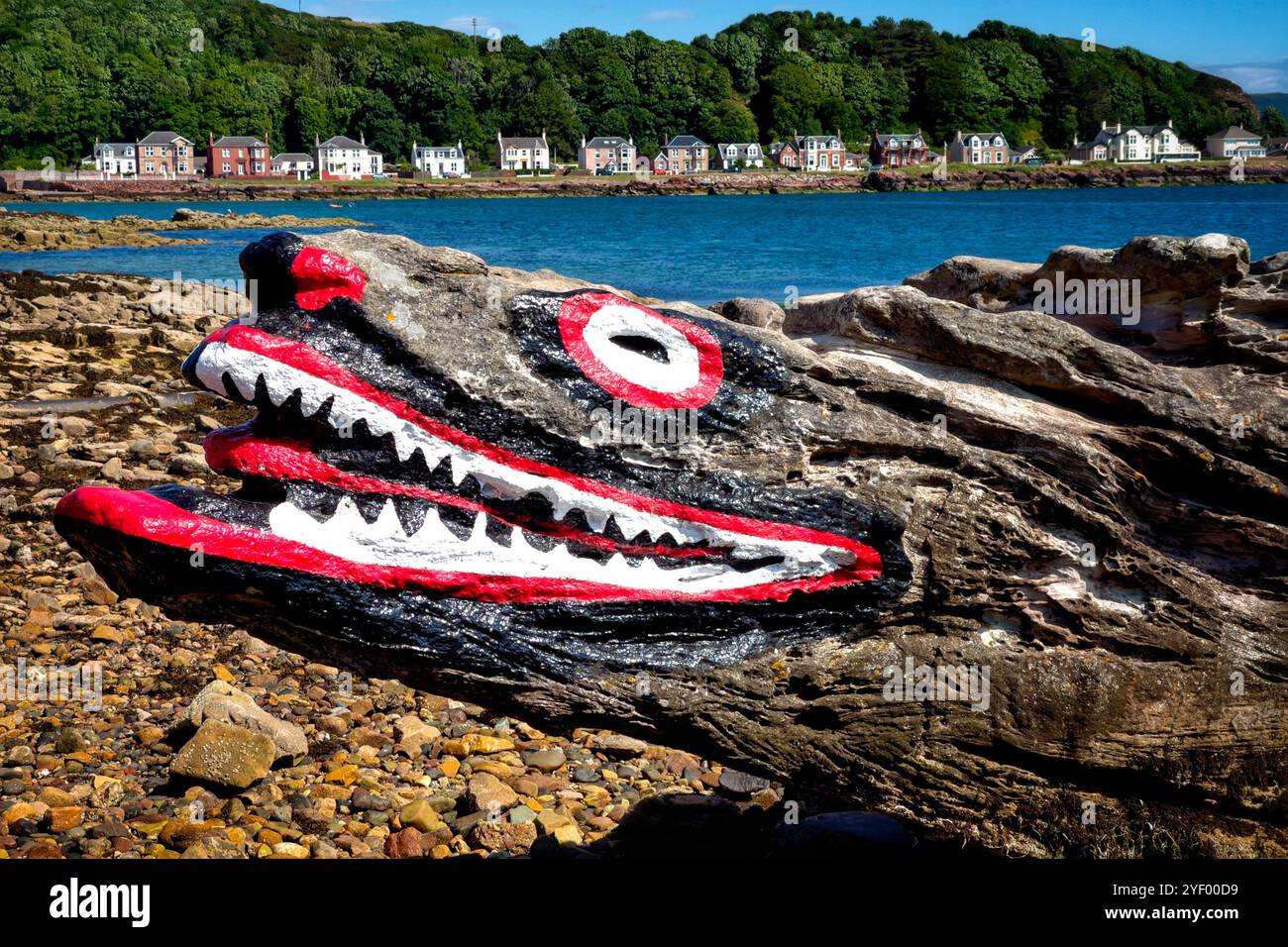 Crocodile Rock on the beach in Millport on the Isle of Cumbrae, Scotland. - Smartphone Captured Stock Image