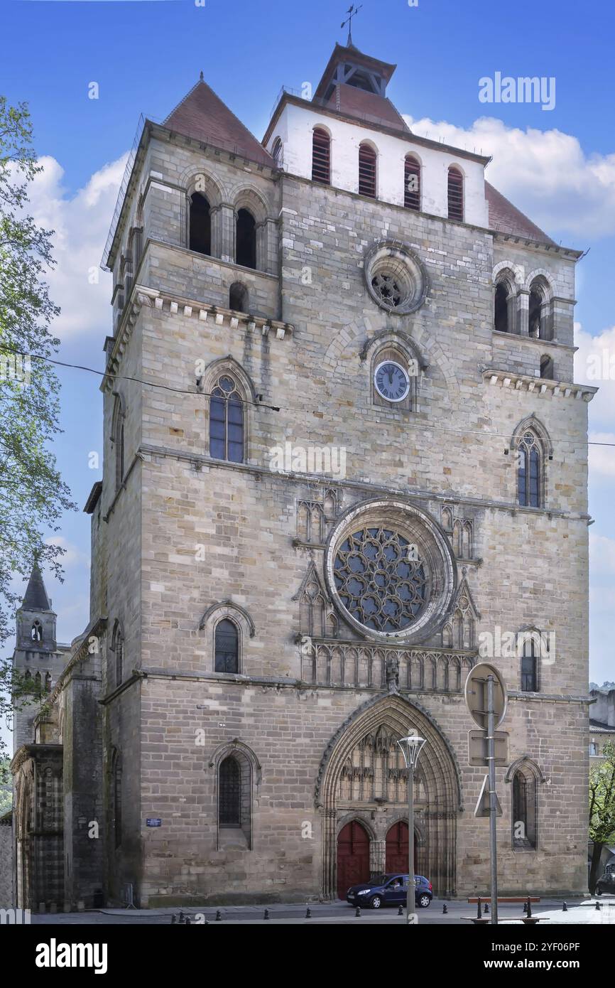 Cahors Cathedral is a Roman Catholic church located in the town of Cahors, Occitanie, France. Facade Stock Photo